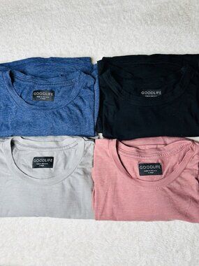 Lot of 4 Goodlife Scallop T-Shirts Sz XL Blue, Grey, Ash Rose, Black USA